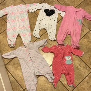Baby girl 3 month sleeper bundle of 5